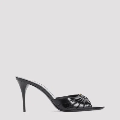 Saint Laurent Luxe Lambskin Mules With 9cm Heel Height In Black