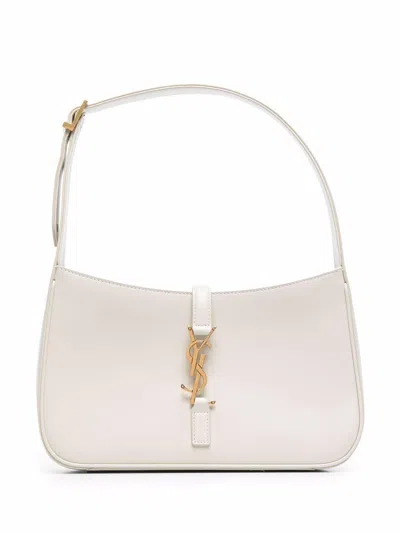 Saint Laurent Le 5 A 7 Micro Calfskin Hobo Bag In Beige