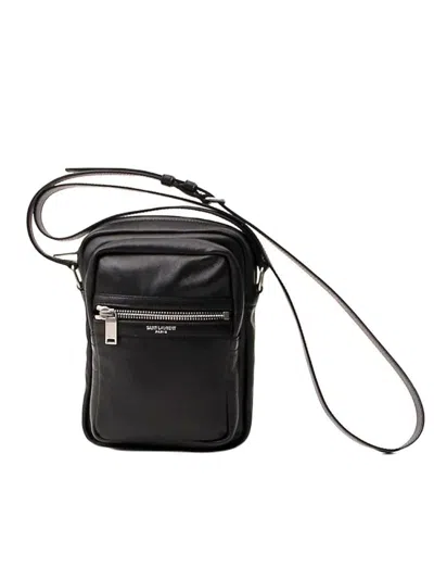 Saint Laurent Luxurious Black Leather Pouch Bag For Men