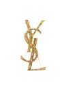 Saint Laurent Monogram Crocodile-effectt Brooch In Green