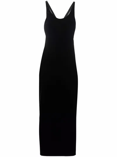Saint Laurent Luxurious Cupro Organic Black Dress For Women | Ss22 Collection In Noir