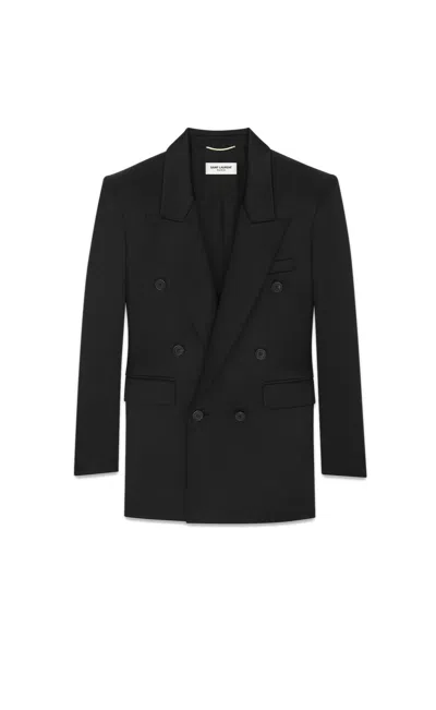 Saint Laurent Luxurious Double Breasted Blazer In Sleek Noir For Women