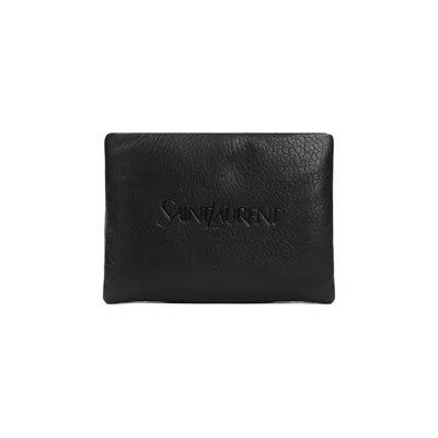 Saint Laurent Large Puffy Black Leather Handbag For Men