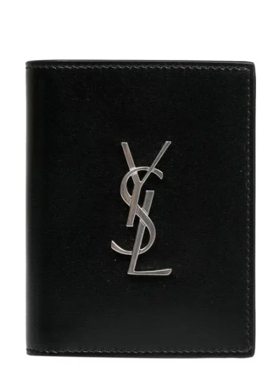 Saint Laurent Luxurious Monogram Leather Wallet In Classic Black