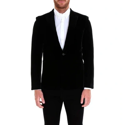 Saint Laurent Luxurious Velvet Long-sleeved Blazer In Rich Blue For Men In Black