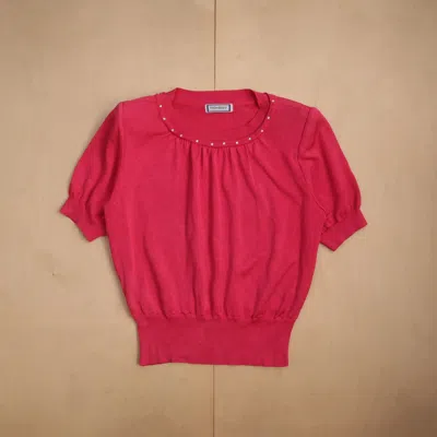 Pre-owned Saint Laurent Luxury 80's Yves  Ysl Studded Knit Sweater In Pink