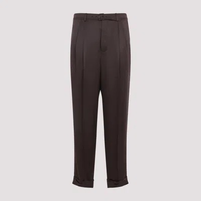 Saint Laurent Luxury Silk Straight Leg Pants For Men - Ss26 Collection In Brown