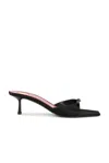 Saint Laurent Daisy 50 Satin Mules In Black