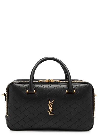 Saint Laurent Lyia Quilted Leather Tote In Black