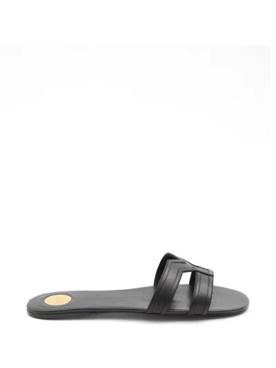 Saint Laurent Mabrouka Smooth Leather Slides In Multi