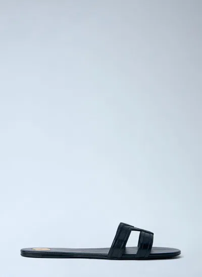 Saint Laurent Mabrouka Leather Sandals In Black