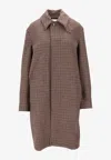 Saint Laurent Mac Checked Coat In Gray