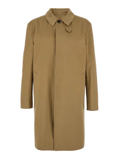 Saint Laurent Men's Mac Gabardine Coat In Beige