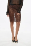 Saint Laurent Macrame' Lace Sheer Longuette In Brown