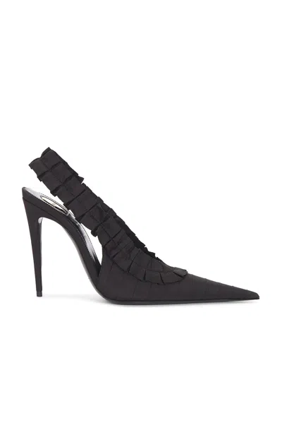Saint Laurent Madeleine Ruffled Slingback Pumps In Black