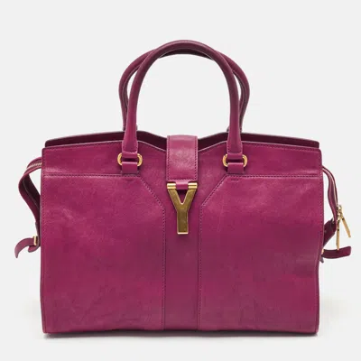 Pre-owned Saint Laurent Magenta Leather Medium Cabas Chyc Tote