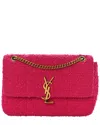 Saint Laurent Magenta Tweed Boucle Patchwork Monogram Medium Jamie Baguette  (authentic Pre-loved)