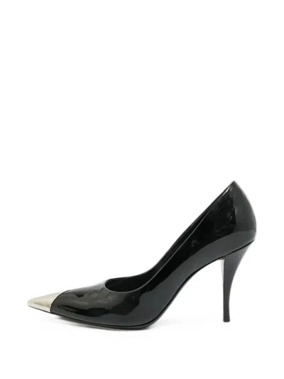Pre-owned Saint Laurent Maike Leather Heeled Pumps In Black