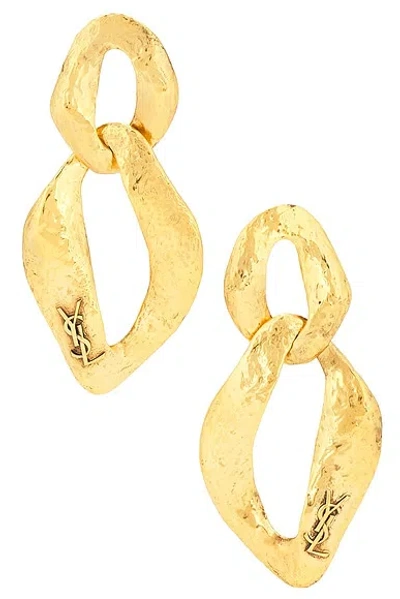 Saint Laurent Maillon Hammered Earrings In Gold