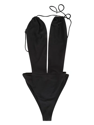 Saint Laurent Maillot V-halter Swimsuit In Black