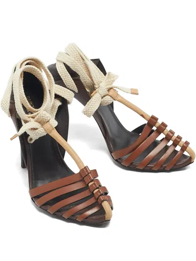 Pre-owned Saint Laurent Majorelle Lace-up Pumps In Brown