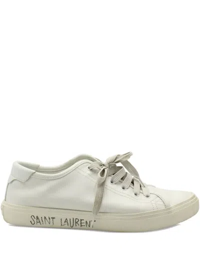 Pre-owned Saint Laurent Malibu Distressed Sneakers In White