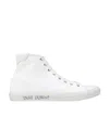 Saint Laurent White Canvas Malibu Mid-top Sneakers In White