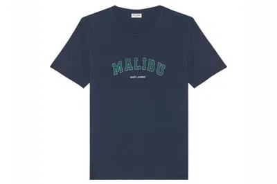 Pre-owned Saint Laurent Malibu Logo T-shirt Marine/white/multi