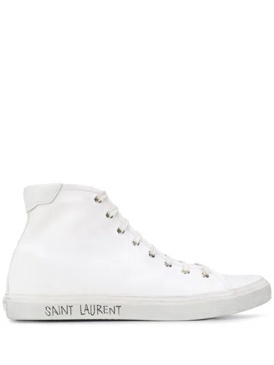 Saint Laurent Distressed Effect High-top Sneakers In White