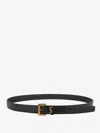 Saint Laurent Textured Black Grained Leather Belt In Black