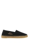Saint Laurent Canvas Slip-on Espadrilles With Embroidered Logo Detail In Black