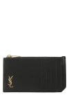 Saint Laurent Men Cassandre Fragments Card Holder In Black