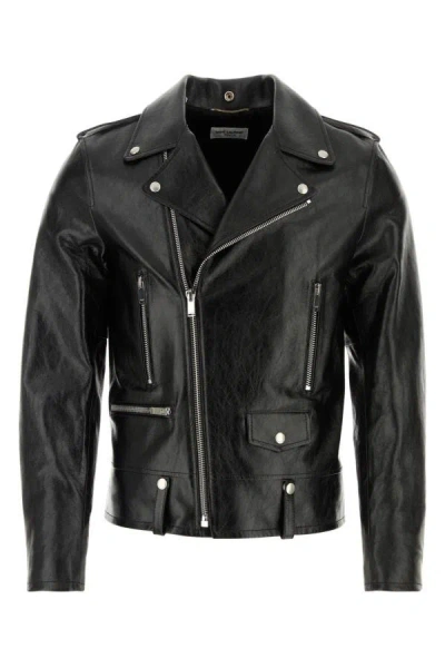 SAINT LAURENT SAINT LAURENT MEN BLACK LEATHER JACKET