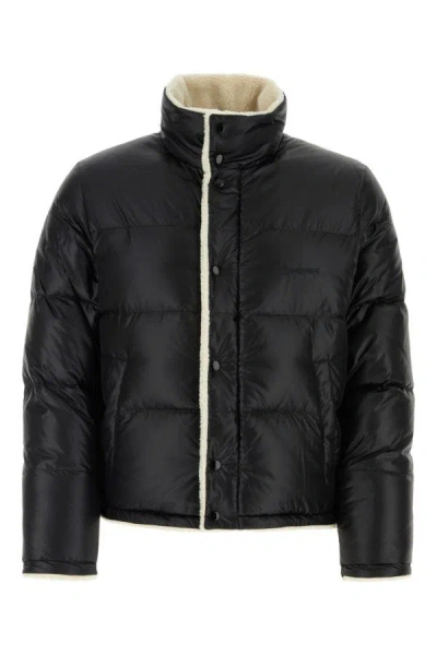 Saint Laurent Faux-shearling Semi Shiny Puffer Jacket In Black