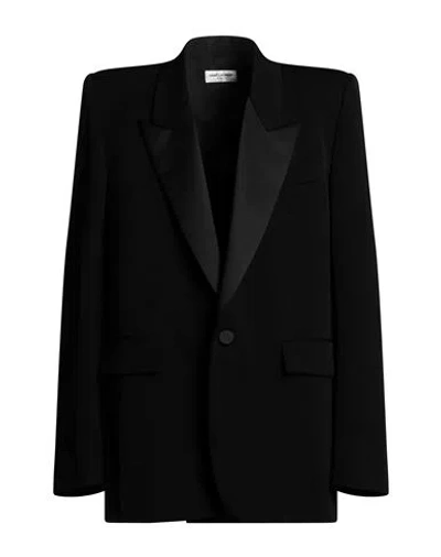 Saint Laurent Oversized Single-breasted Tuxedo Blazer In Black