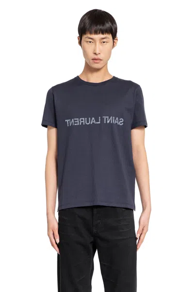 Saint Laurent Man Blue T-shirts & Tank Tops