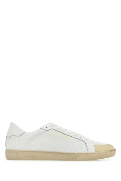 Saint Laurent Chalk Leather Sl/39 Sneakers In 9377 Bl Opt