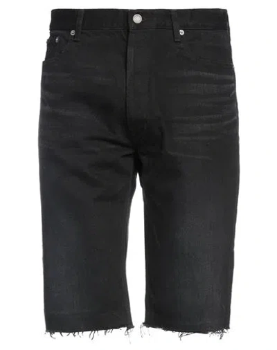 Saint Laurent Man Denim Shorts Black Size 32 Cotton, Calfskin