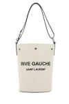 Saint Laurent Logo-print Bucket Shoulder Bag In White
