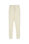Saint Laurent Tailored High Waist Satin Trousers In White