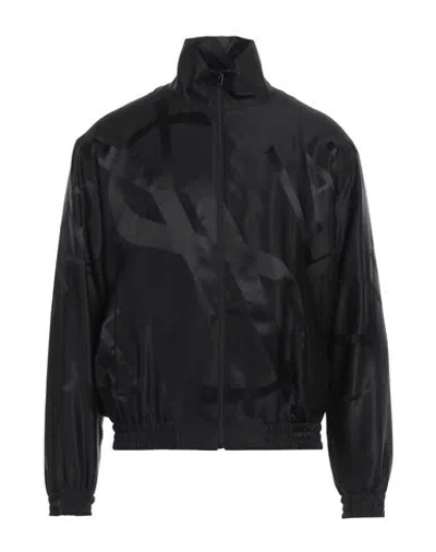 Saint Laurent Logo-print Tonal Silk Jacket In Unknown