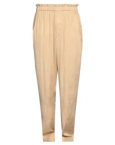 Saint Laurent Man Pants Sand Size 32 Silk, Linen In Beige