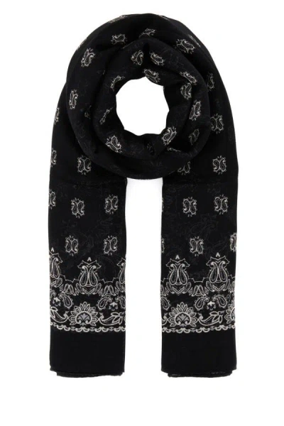 Saint Laurent Black Paisley Print Foulard Scarf In Printed