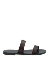 Saint Laurent Pepe Slides In Smooth Leather In Brown