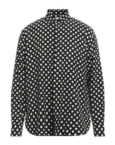 Saint Laurent Man Shirt Black Size 16 Silk In Multicolor