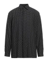 Saint Laurent Shirt In Dotted Shiny And Matte Silk In Black