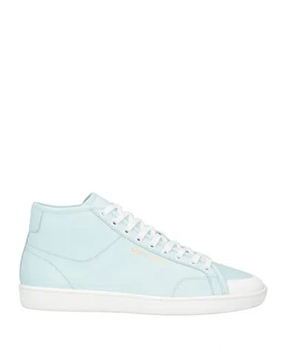 Saint Laurent Man Sneakers Sky Blue Size 9 Calfskin In Blue