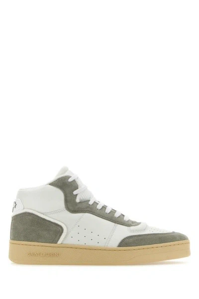 SAINT LAURENT SAINT LAURENT MAN TWO-TONE LEATHER AND SUEDE SL/80 SNEAKERS