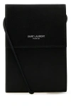 Saint Laurent Man Black Leather Pouch In Multicolor