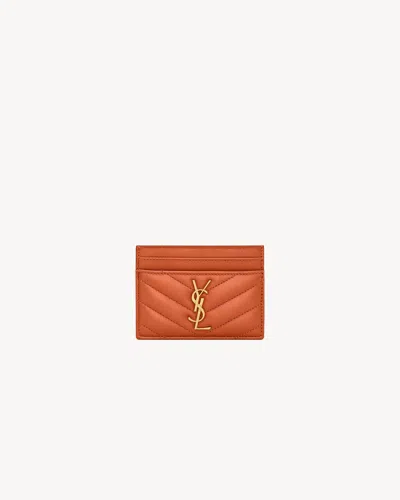 Saint Laurent Mandarin Cassandre Card Holder In Brown